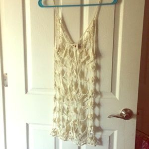 Cream crochet detail tunic